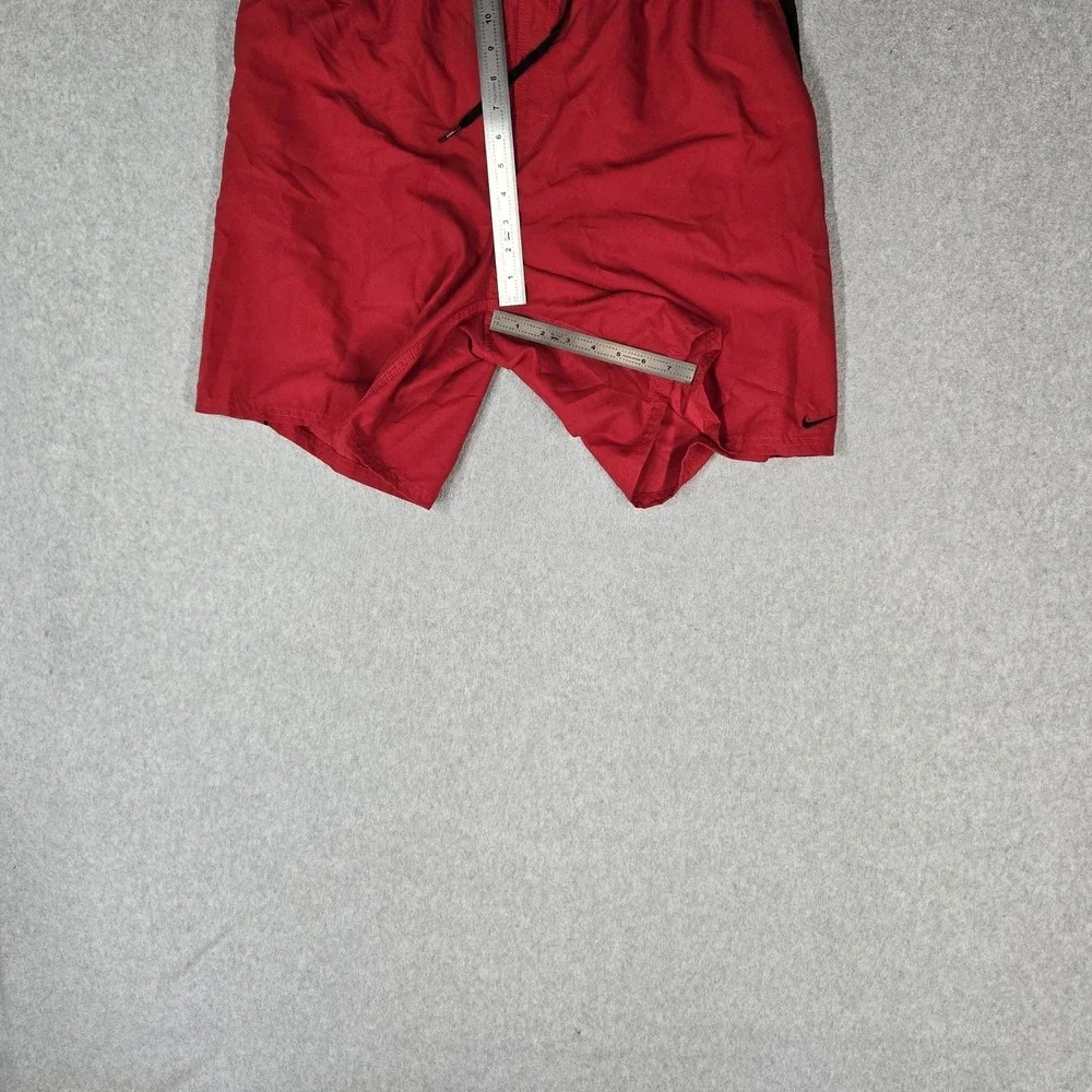 Nike Men Swimwear XXL Red Swim Trunks Logo Swoosh Embroidered